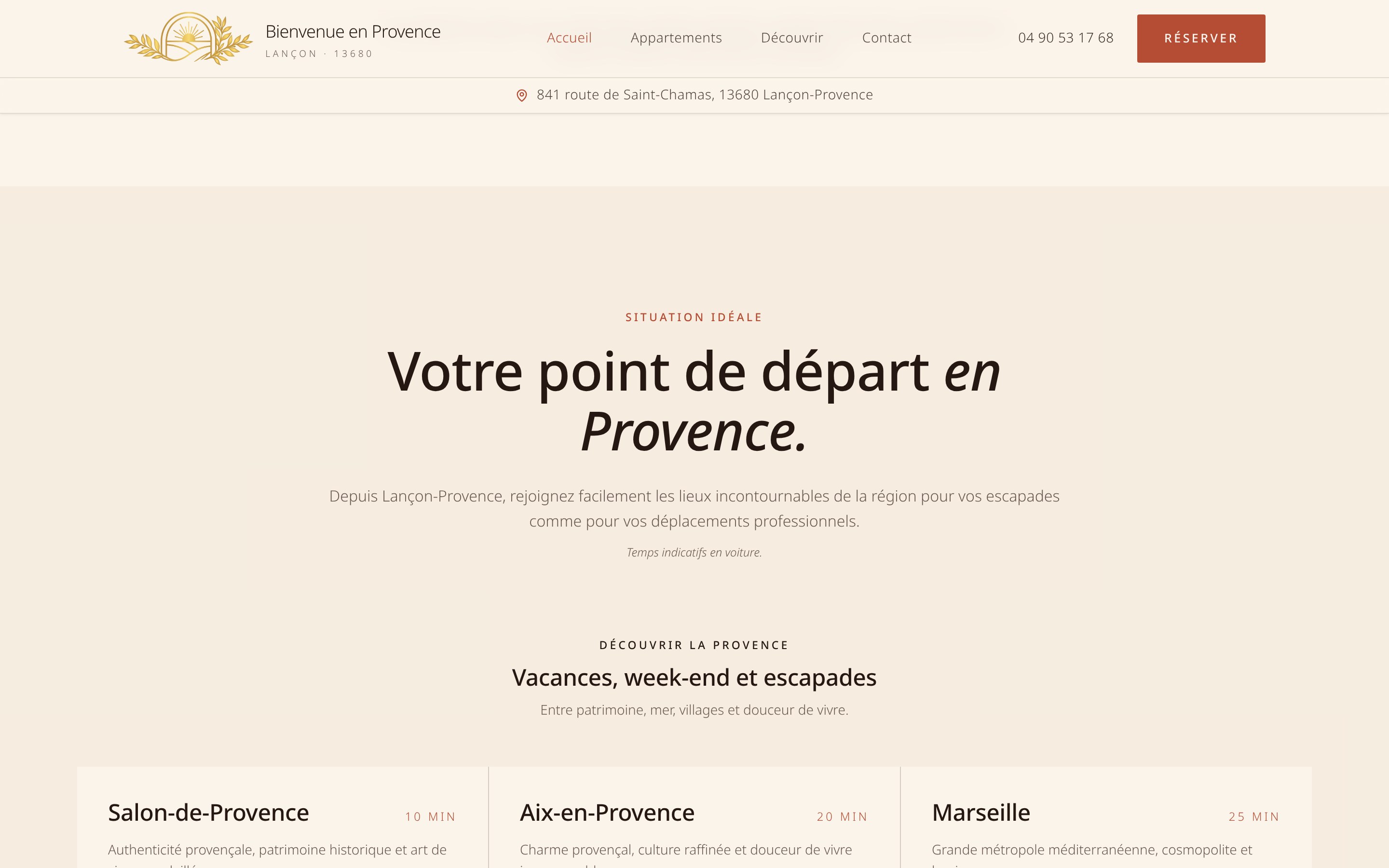 Section situation et temps de trajet en Provence