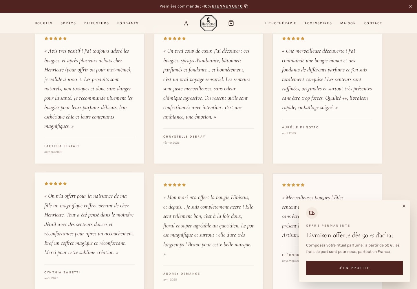 Avis clients de la boutique Henriette