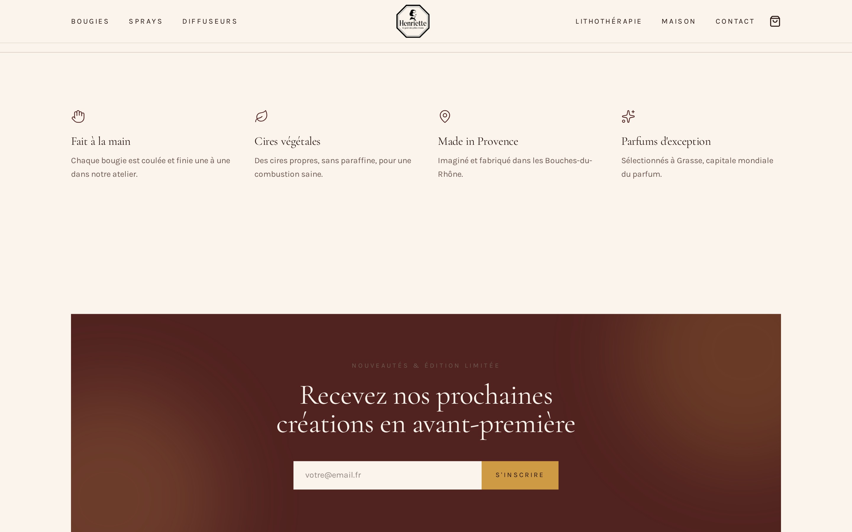 Section finale du site Henriette
